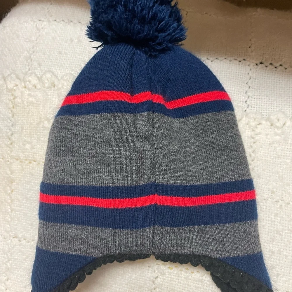 Disney Mickey Mouse Striped Hat - Navy and Charcoal Kids Beanie Winter ski hat